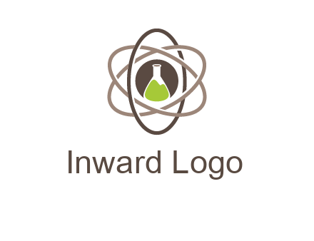 chemical flask and electron field research logo