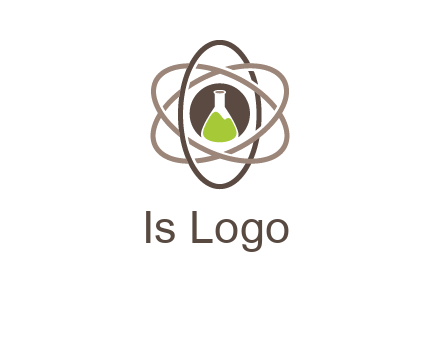chemical flask and electron field research logo
