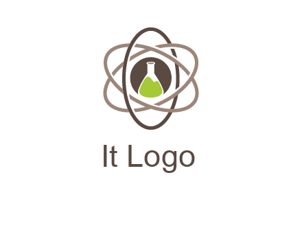 chemical flask and electron field research logo