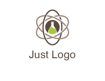 chemical flask and electron field research logo