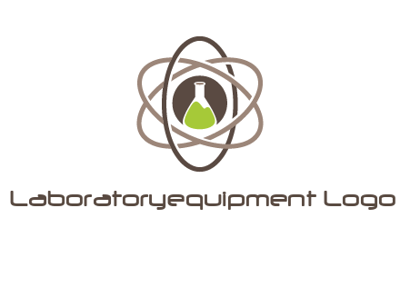chemical flask and electron field research logo