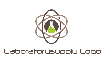chemical flask and electron field research logo
