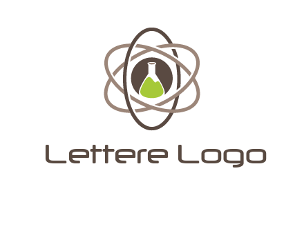 chemical flask and electron field research logo
