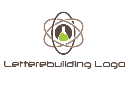 chemical flask and electron field research logo