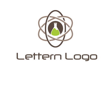 chemical flask and electron field research logo