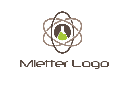 chemical flask and electron field research logo