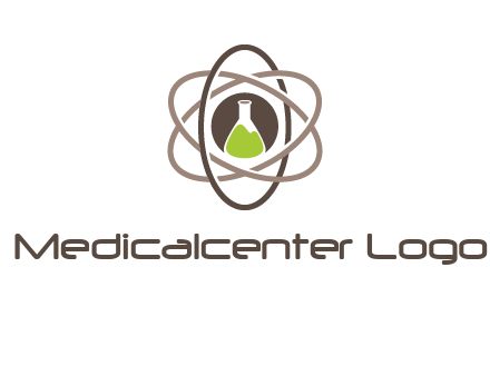 chemical flask and electron field research logo