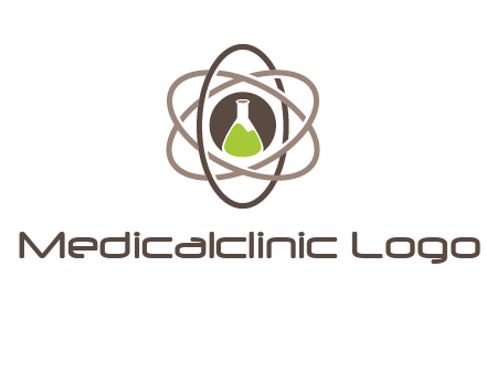 chemical flask and electron field research logo