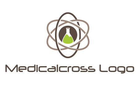 chemical flask and electron field research logo