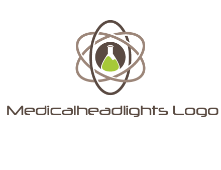 chemical flask and electron field research logo