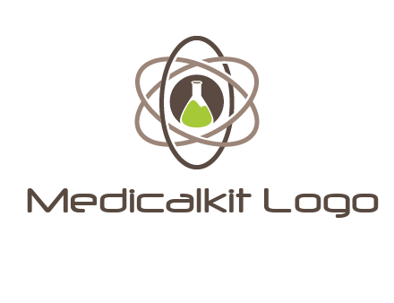 chemical flask and electron field research logo