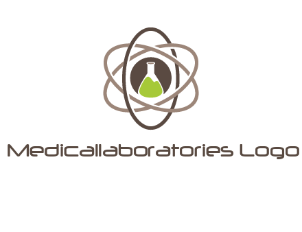 chemical flask and electron field research logo