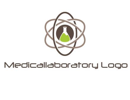 chemical flask and electron field research logo