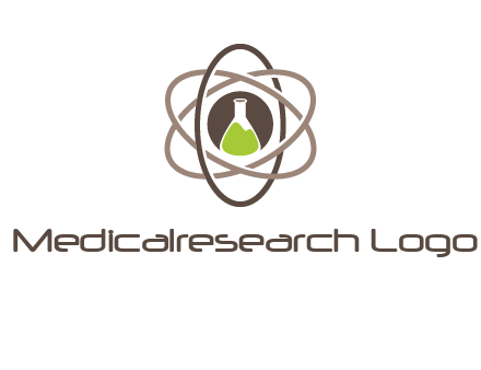 chemical flask and electron field research logo