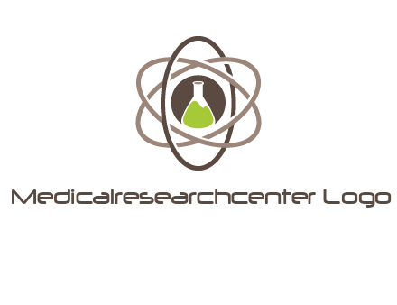 chemical flask and electron field research logo