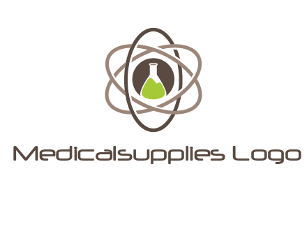 chemical flask and electron field research logo