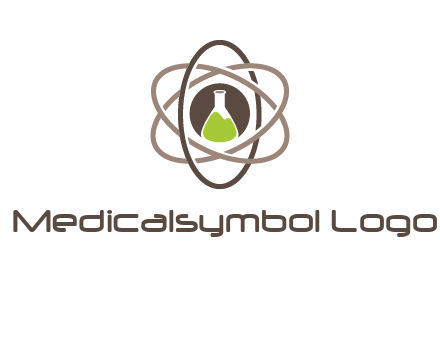 chemical flask and electron field research logo