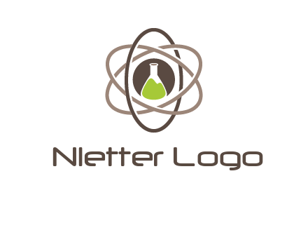 chemical flask and electron field research logo