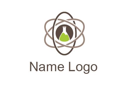 chemical flask and electron field research logo