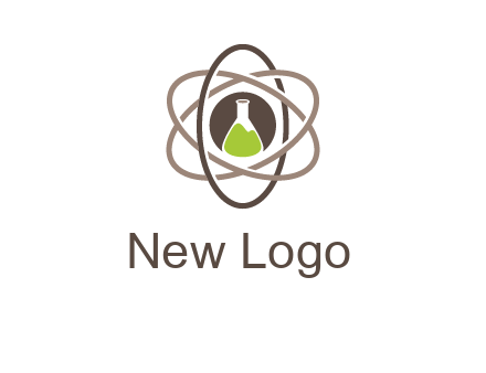 chemical flask and electron field research logo