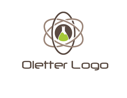 chemical flask and electron field research logo
