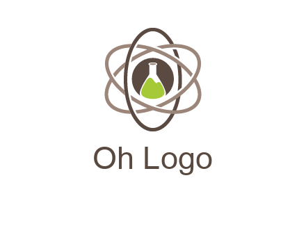 chemical flask and electron field research logo