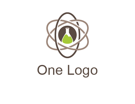 chemical flask and electron field research logo