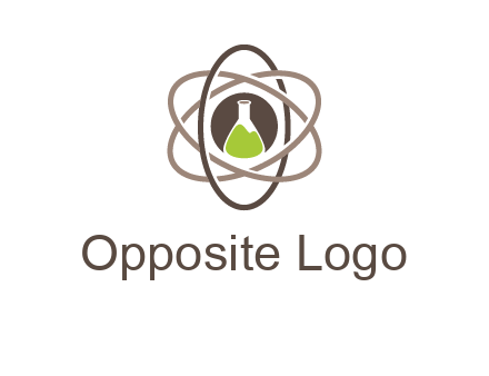 chemical flask and electron field research logo