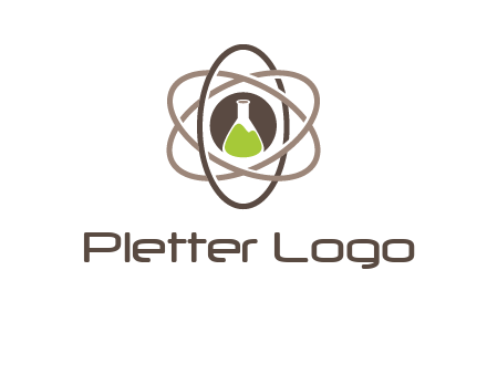 chemical flask and electron field research logo