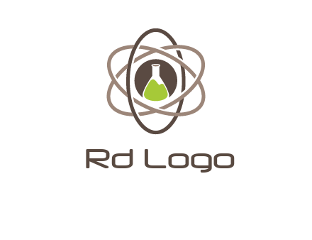 chemical flask and electron field research logo