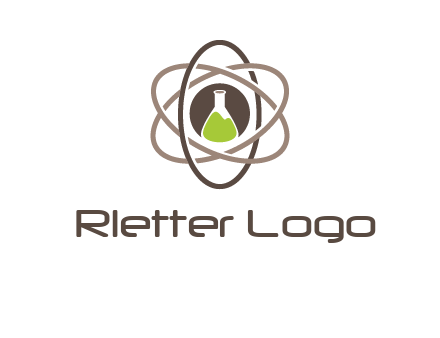 chemical flask and electron field research logo