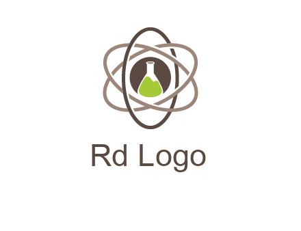 chemical flask and electron field research logo