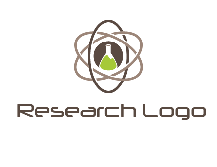 chemical flask and electron field research logo