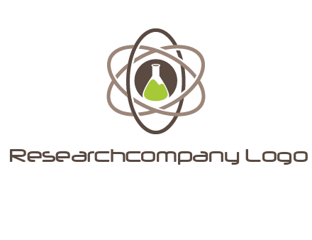 chemical flask and electron field research logo