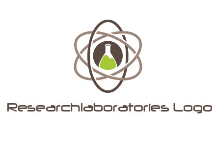 chemical flask and electron field research logo