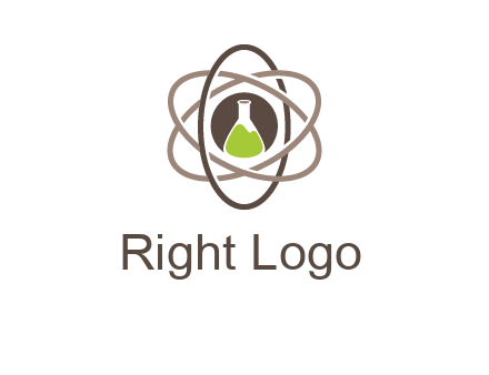 chemical flask and electron field research logo