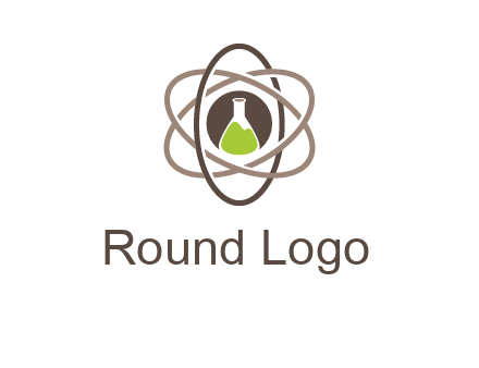 chemical flask and electron field research logo