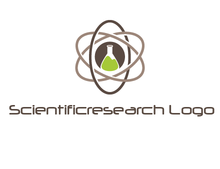 chemical flask and electron field research logo