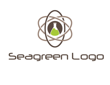 chemical flask and electron field research logo