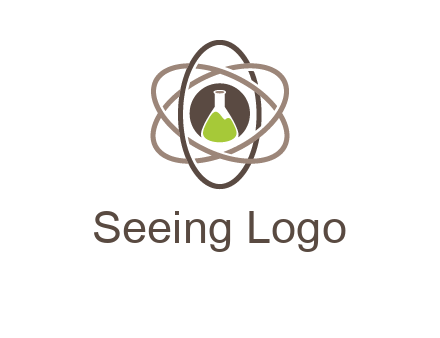 chemical flask and electron field research logo