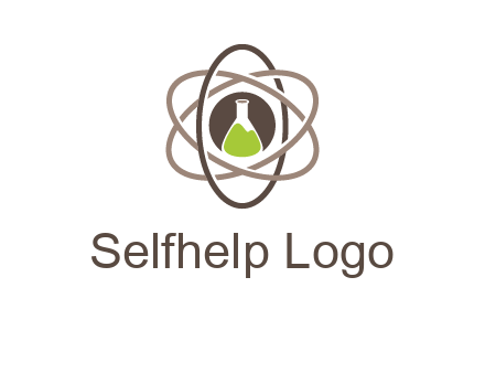 chemical flask and electron field research logo