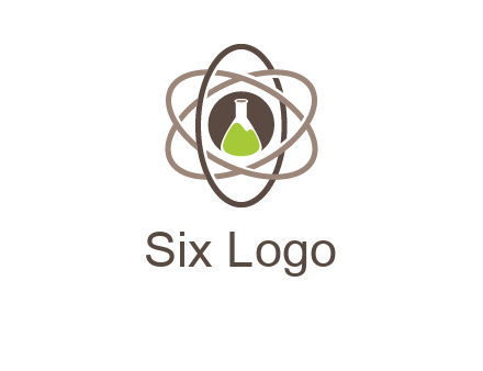 chemical flask and electron field research logo