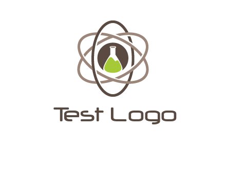 chemical flask and electron field research logo