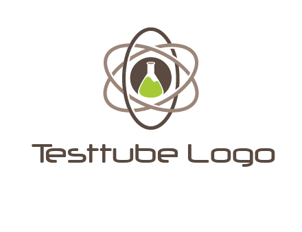chemical flask and electron field research logo