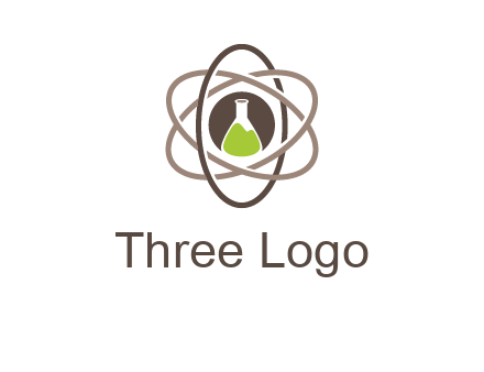 chemical flask and electron field research logo