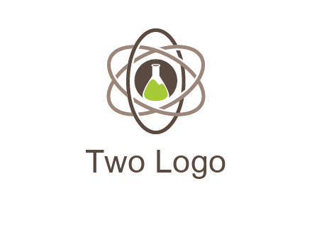 chemical flask and electron field research logo