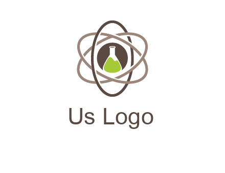 chemical flask and electron field research logo