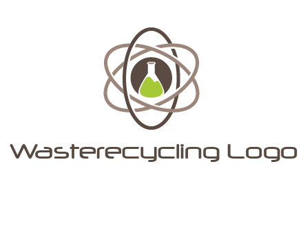 chemical flask and electron field research logo