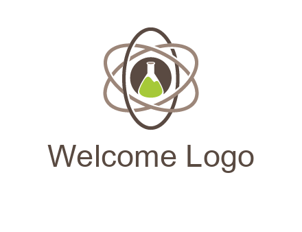 chemical flask and electron field research logo