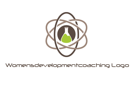 chemical flask and electron field research logo